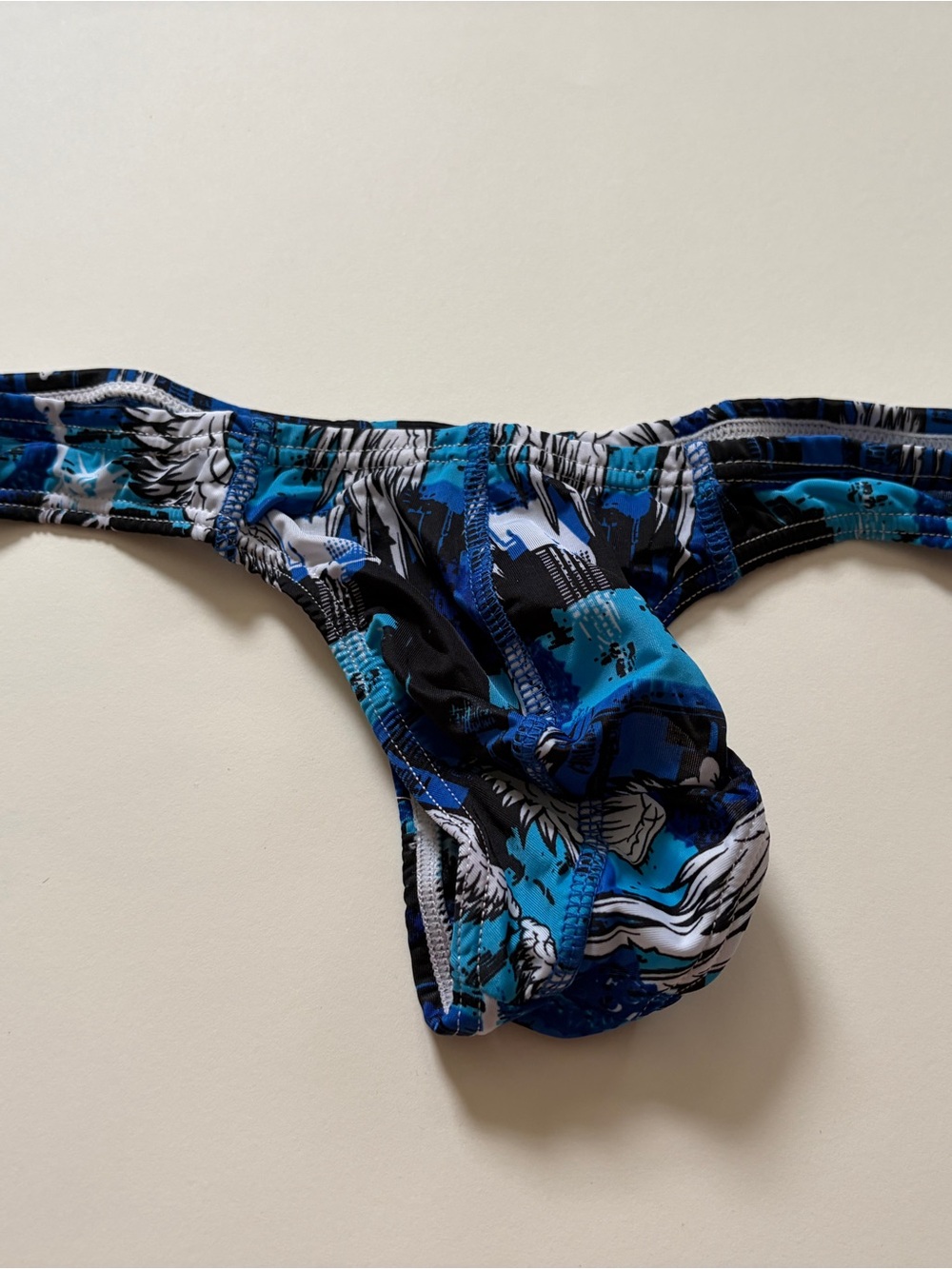 Men's Blue Graphic Low-Rise Brief